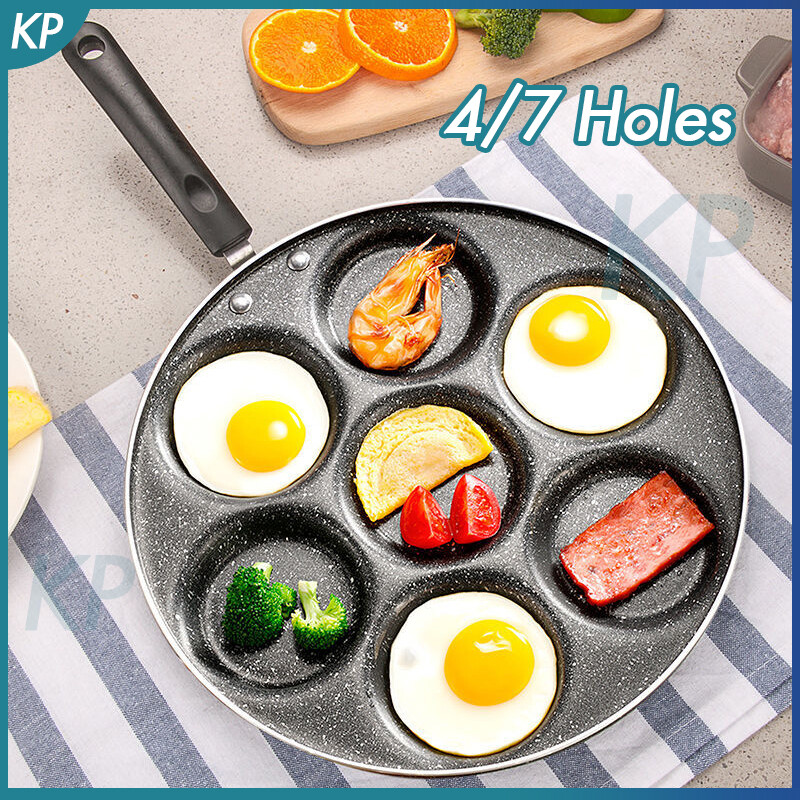 4/7 Lỗ Chiên Trứng Chảo Tráng Trứng Không Dính Hợp Kim Nhôm Dày Trứng Pancake Steak Chảo Nấu Ăn Trứng Ham Chảo Máy Làm Bữa Sáng