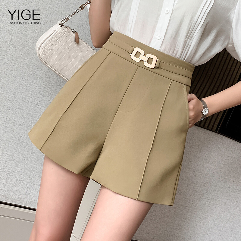 Yige quần âu nữ thời trang quần làm việc, quần nữ màu đen, quần ba phần tư cạp cao