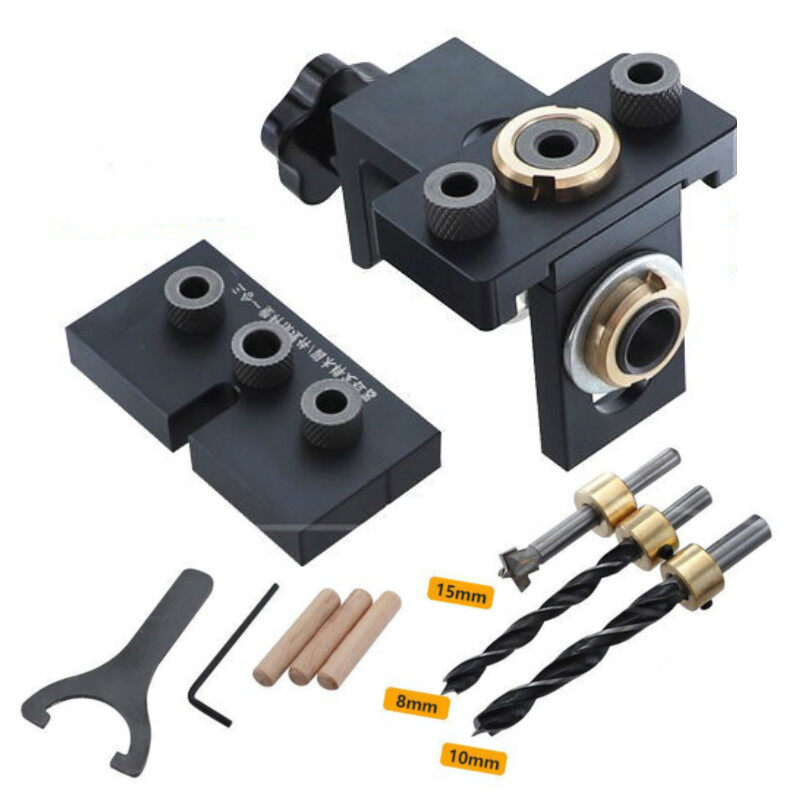 Bộ Gá Chốt 3 Trong 1 Làm Mộc Điều Chỉnh Được, Dụng Cụ Định Vị Dẫn Hướng Khoan Lỗ Bỏ Túi Dụng Cụ Đục Lỗ Kết Nối Nội Thất