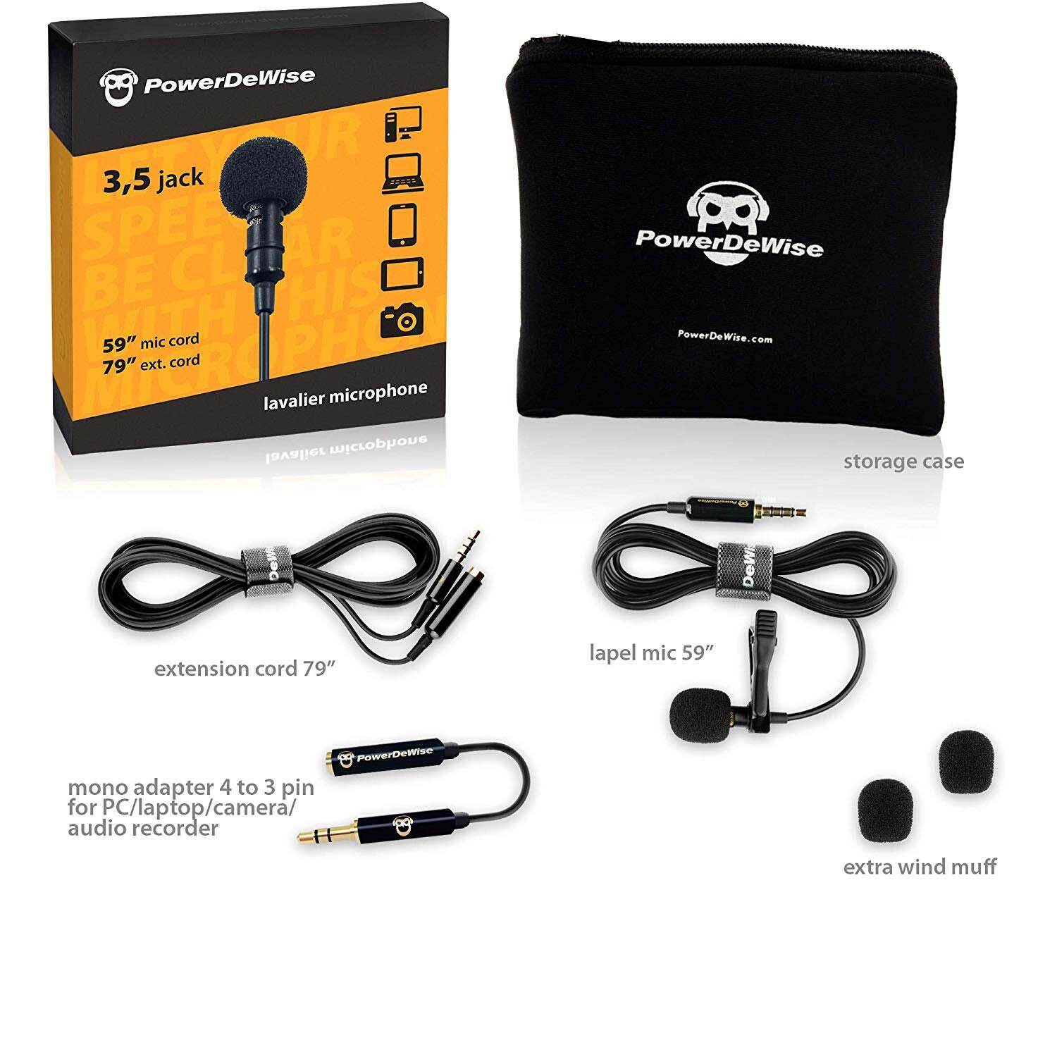 PowerDeWise Professional Grade Lavalier Lapel Microphone