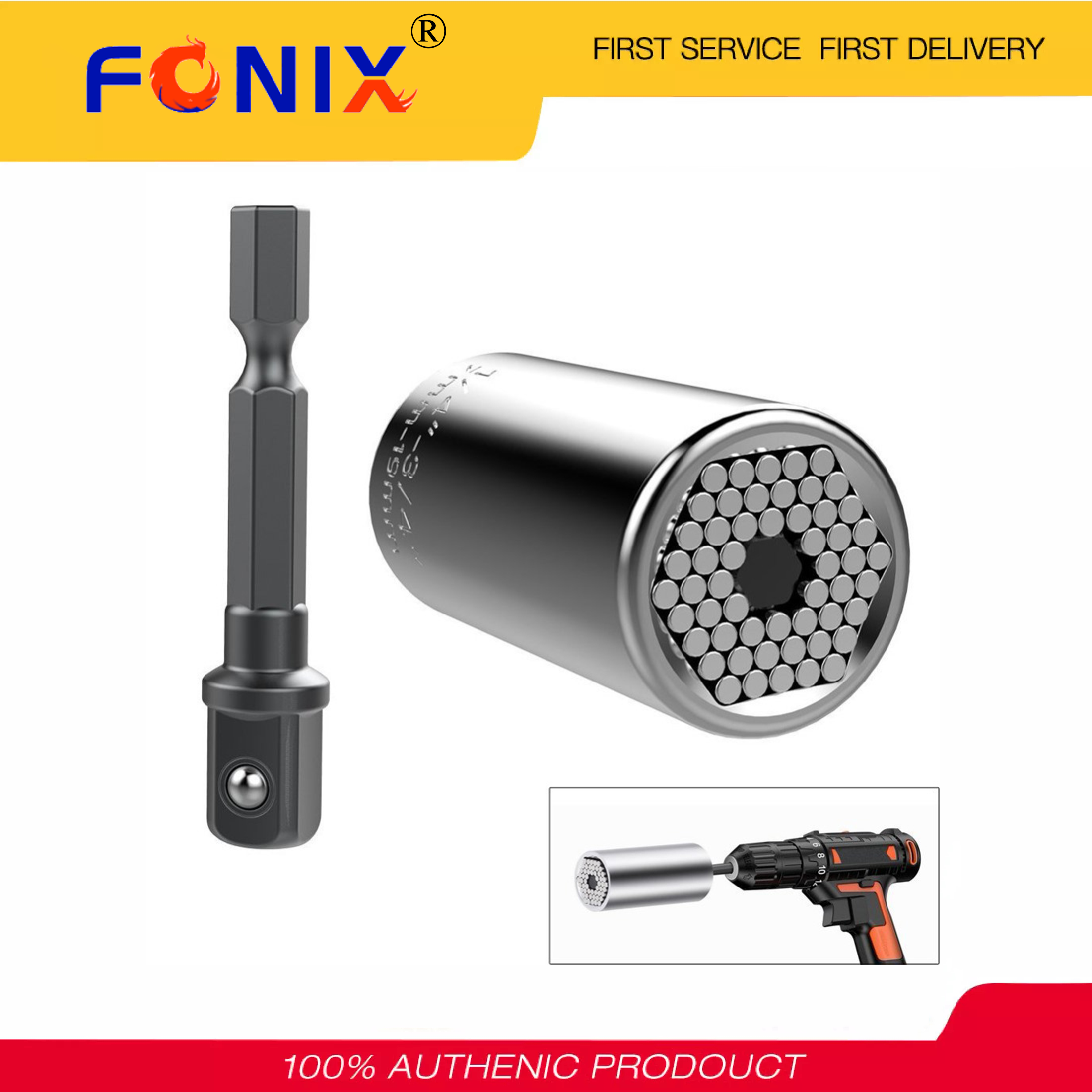 [Hàng Sẵn Có] FONIX Universal Cờ Lê Đo Lực Spanner Grip Đa Năng Ratchet Ổ Cắm Tay Áo 7-19 Mét Máy Khoan Điện Ratchet Bushing Spanner Key Adapter Dụng Cụ Cầm Tay