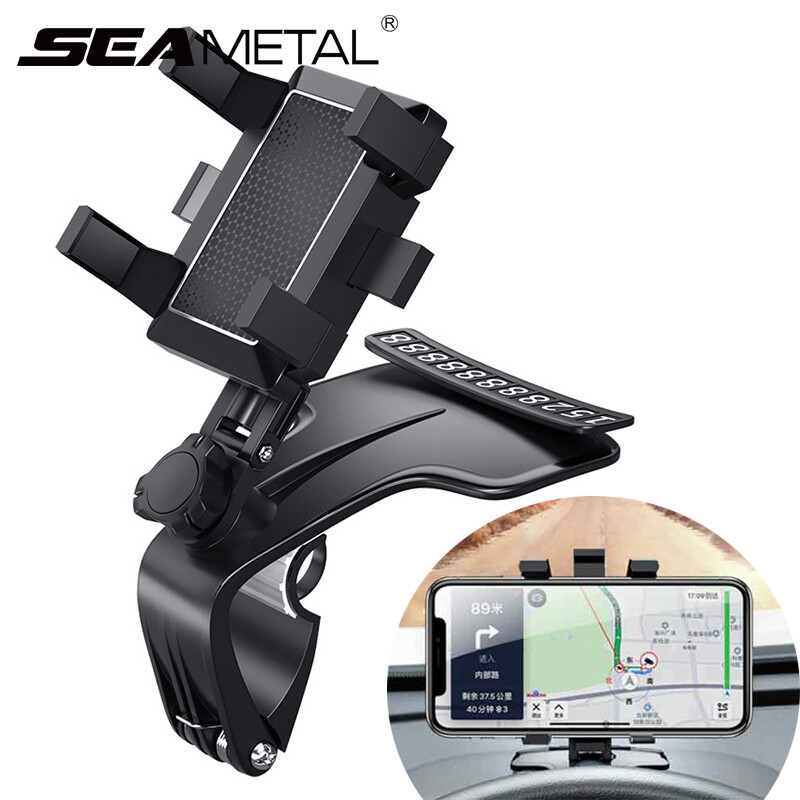 1200° Rotation Car Phone Holder Dashboard Car Mounts Sun Visor Stand Clip ราคา 109 บาท*ส่งฟรี