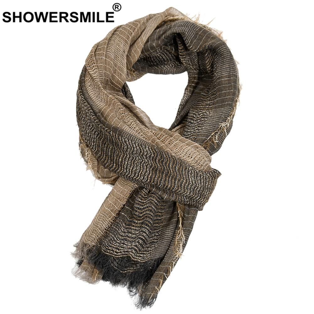 [NEW 2023] SHOWERSMILE Scarf Men Autumn Winter British Style Mens Scarves Patchwork Khaki Black Gray Navy Male Scarf 180cm*110cm