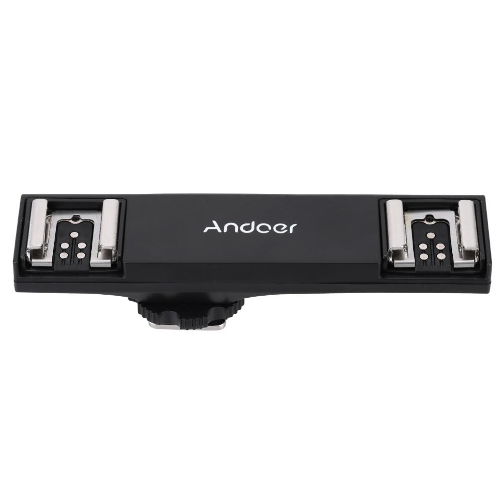 Andoer đèn flash ngàm ngắn kép Speedlite giá để đèn Splitter cho Canon