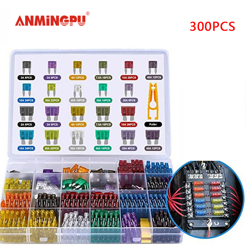 300 Chiếc Cầu Chì Ô Tô, Bộ Cầu Chì Lưỡi Để Thay Thế Cầu Chì Ô Tô, Bộ Cầu Chì Lưỡi Đa Năng Kèm Hộp Đựng