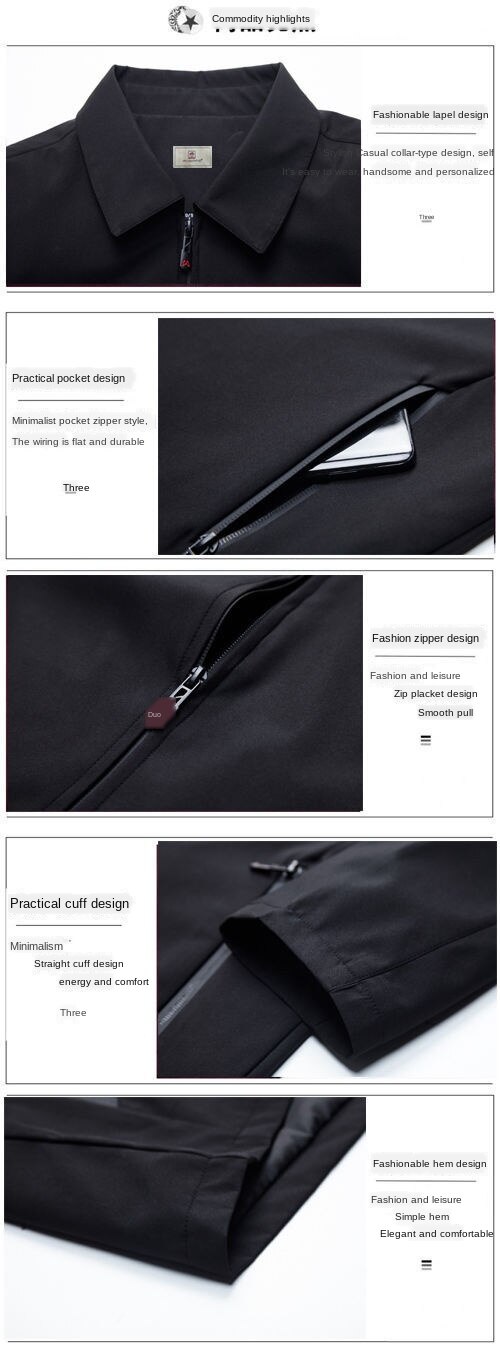 American Apple] Jacket men's lapel middle-aged and elderly spring and autumn thin jacket winter plus velvet leisure plus size dad outfit