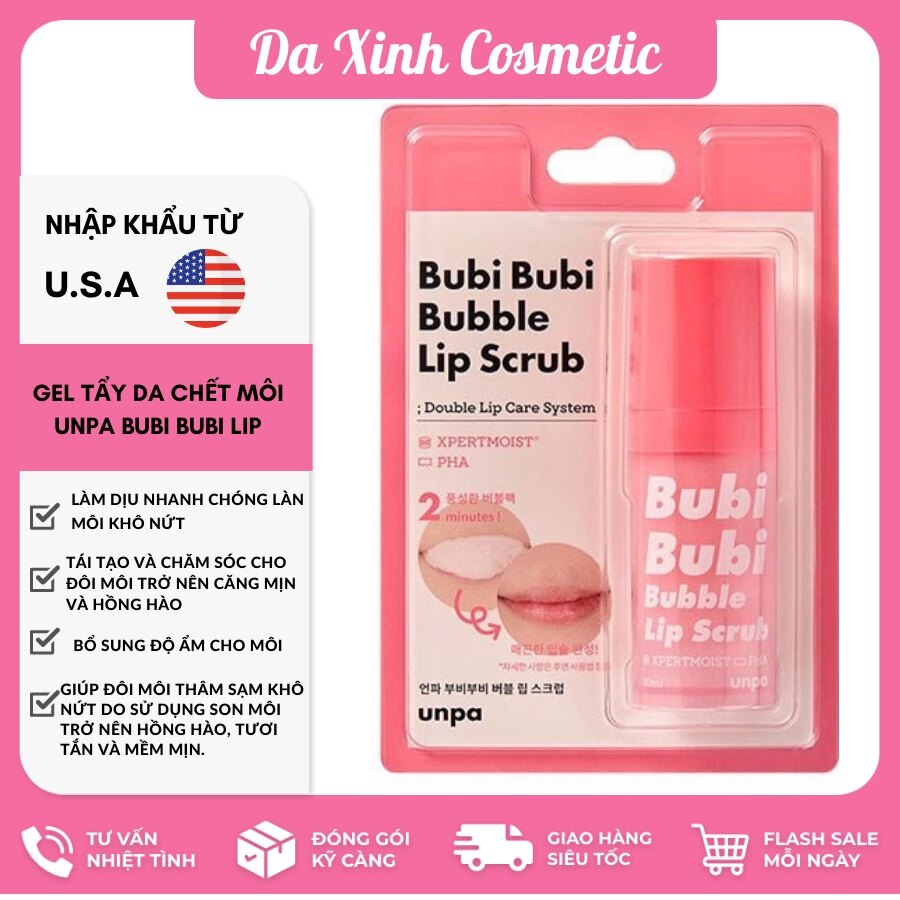 Gel sủi bọt tẩy tế bào chết môi Unpa Bubi Bubi Lip