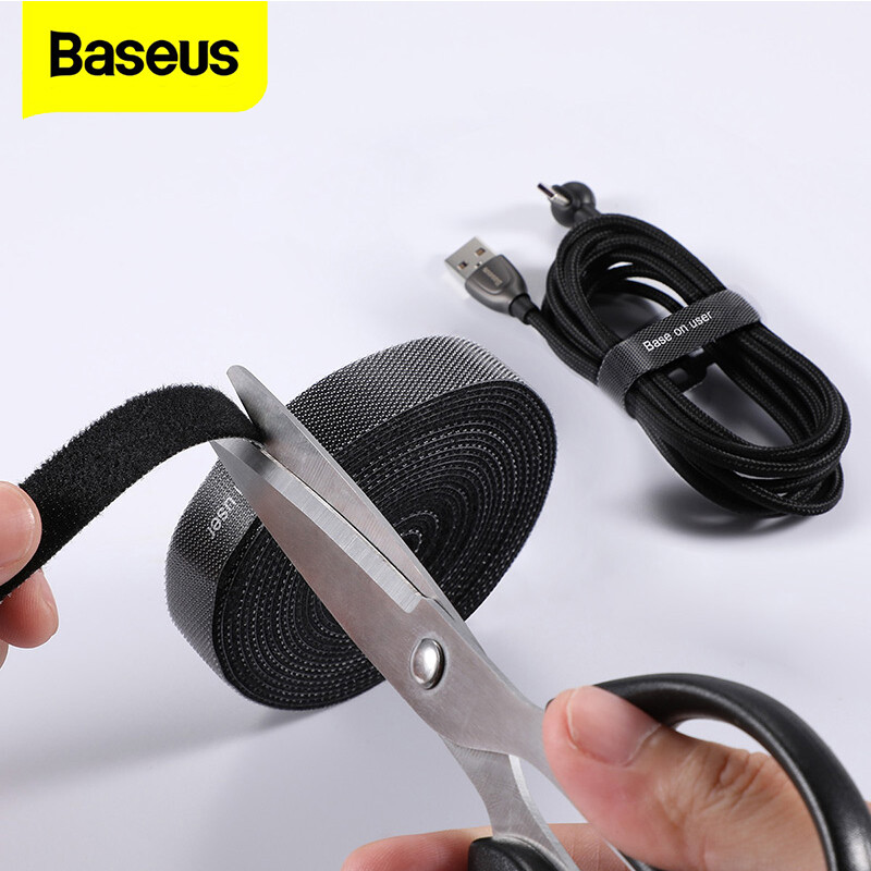 Baseus velcro mạnh mẽ quản lý cáp cắt miễn phí 1m/3m, dụng cụ sắp xếp dây quấn để đựng dây cáp nhiều loại