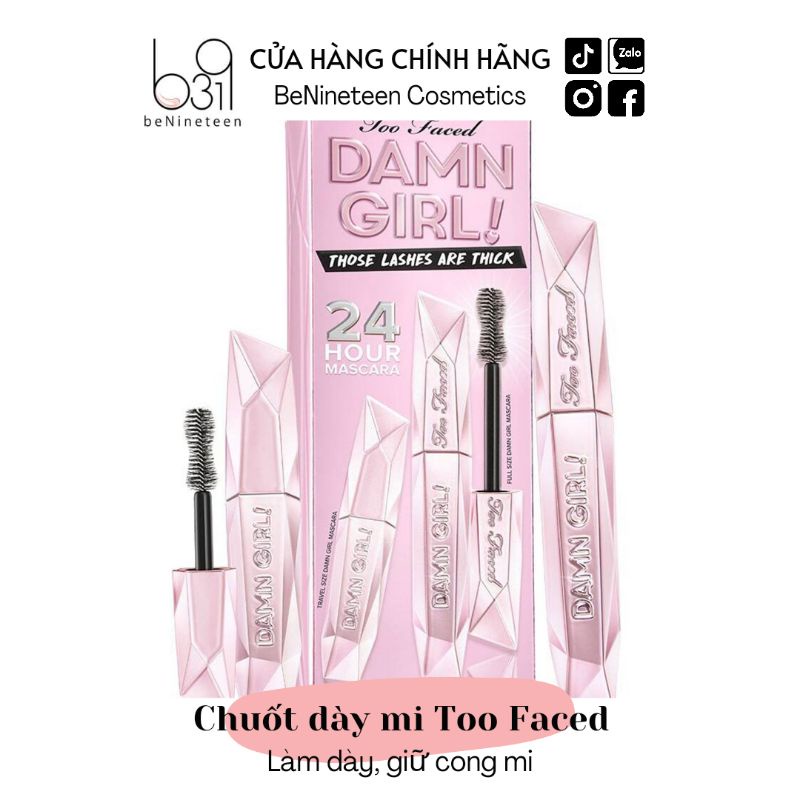 Chuốt Mi Too Faced Damn Girl! For Shamelessly Thick And Curled Lashes