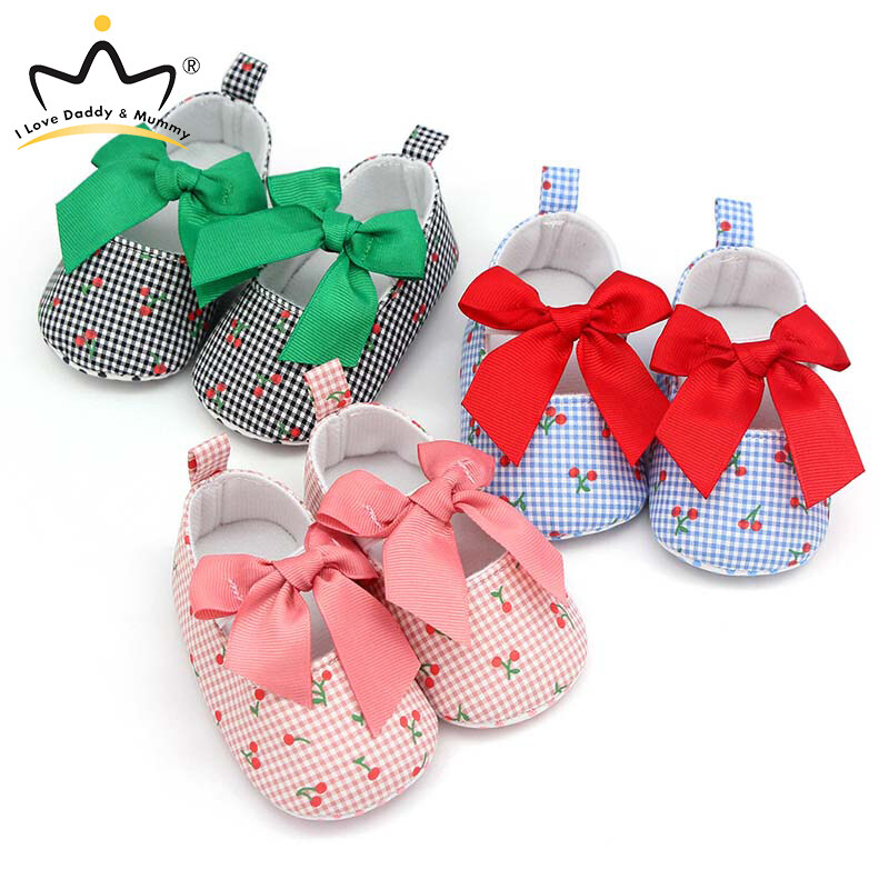 New Cute Bows Baby Girl Shoes Floral Cherry Bowknot Newborn Princess