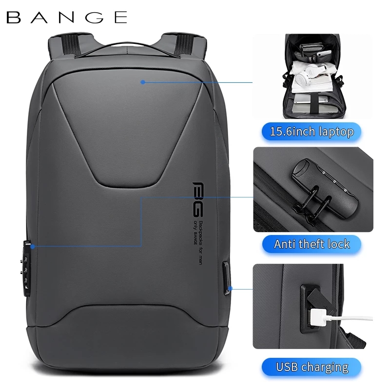 Bange ba lô máy tính xách tay 15.6 inch chống trộm usb, ba lô công sở chống nước đa năng cho nam ba lô du lịch giải trí cặp đi học thời trang cho nam