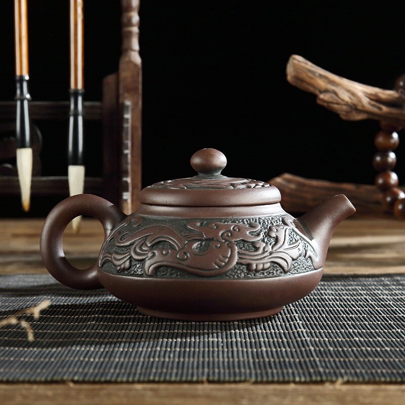 Ấm trà cát tím ấm cát tím dung tích lớn màu tím bộ ấm trà kung fu gia dụng ấm trà nhỏ yixing zhuni