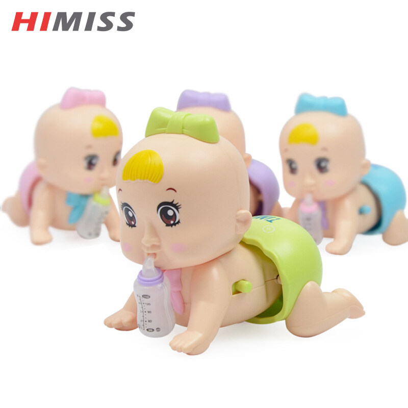 HIMISS RC Electric Music Crawling Doll Baby Wind Up Baby Bottle Crawling