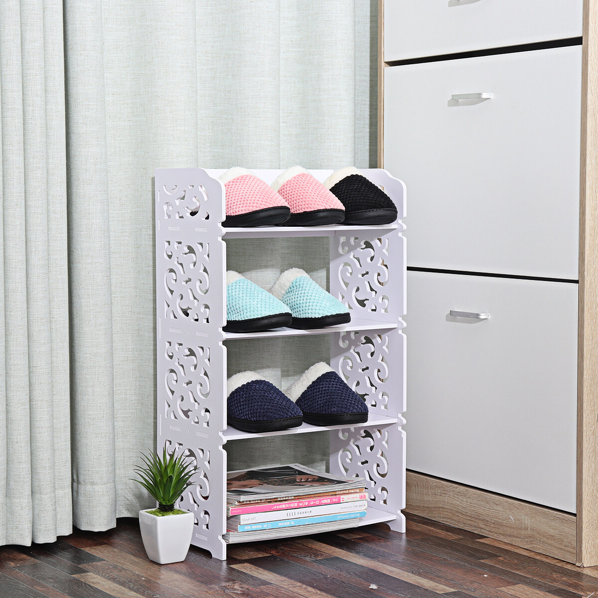 Generic 3/4/5 Tier F Wooden Shoe Rack Organiser Entryway Storage She