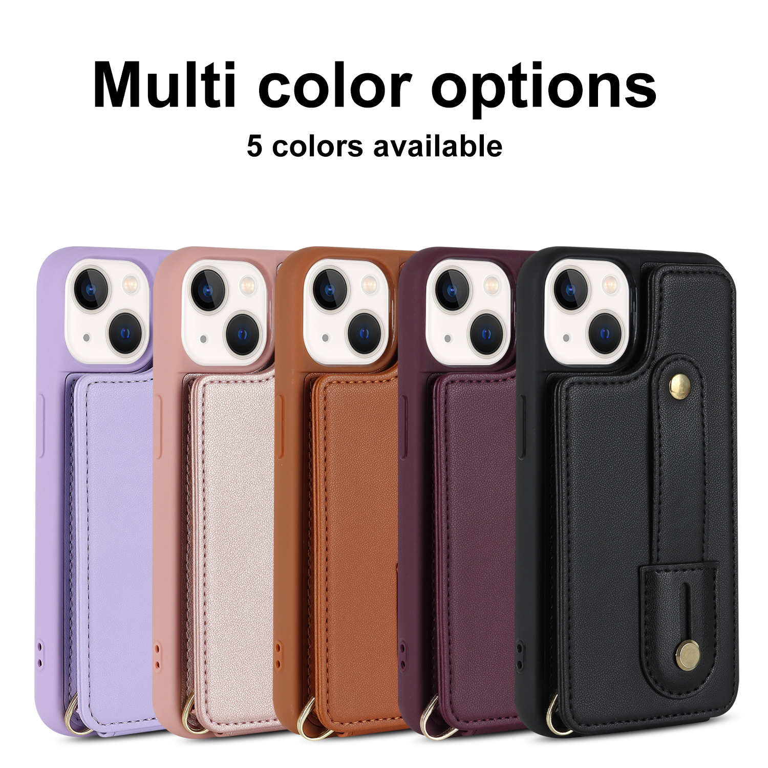 Phone Case Wallet With Leather Card Holder And Wrist Strap For Iphone_voghion.com