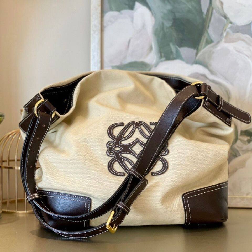 Loeweˉretro vintage big tote summer women's bag shoulder messenger large-capacity bucket bag handbag
