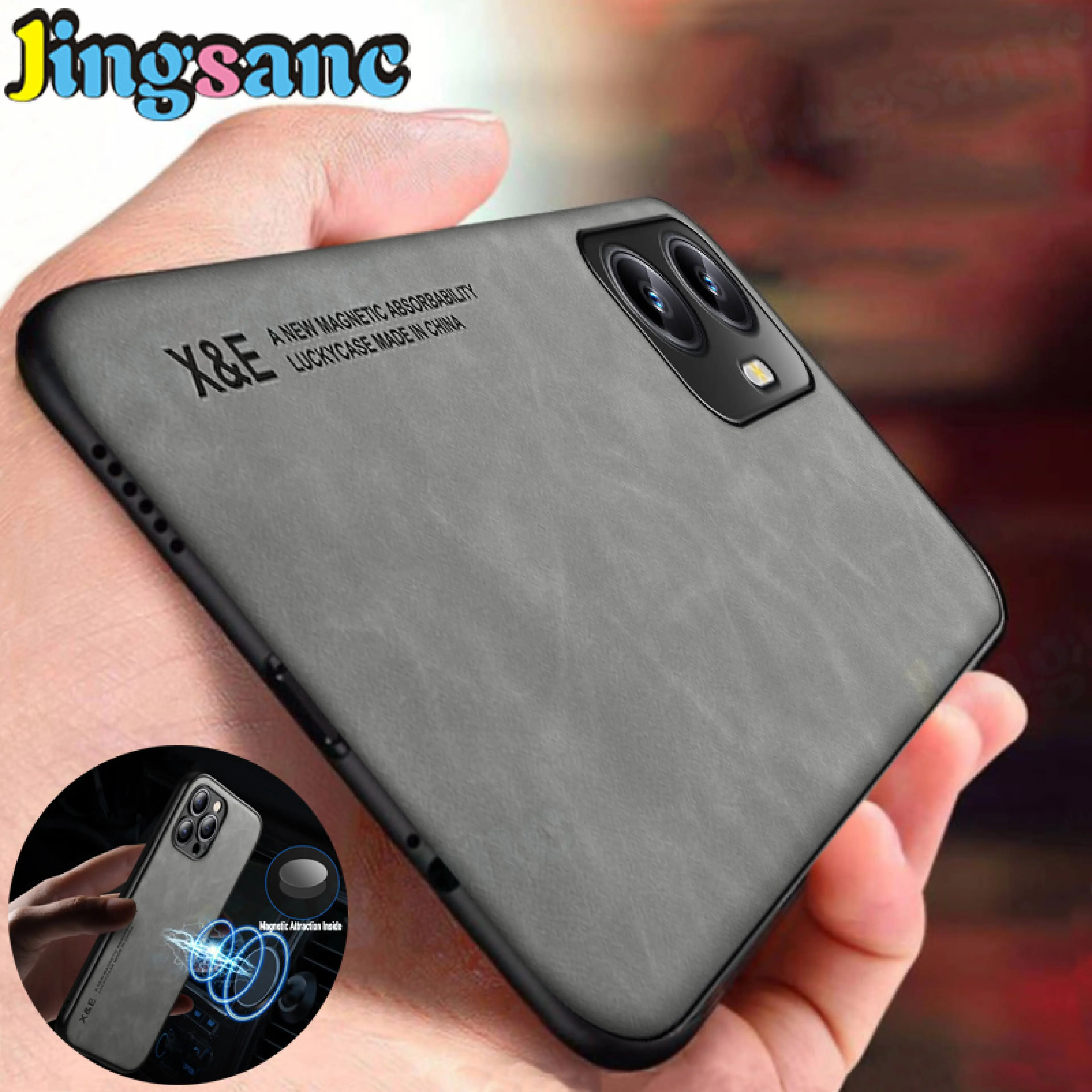 Jingsanc For Realme C55/Realme C55 NFC Phone Case Luxury Sheepskin Leather With Attraction Inside Light and Thin Casing All-inclusive lens Shockproof Back Cover realme c55/realme c55 nfc
