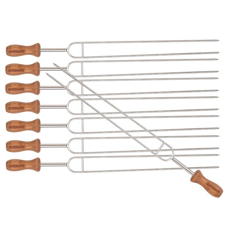 Xiên nướng BBQ chất liệu Inox 304 cán gỗ sồi tự nhiên
