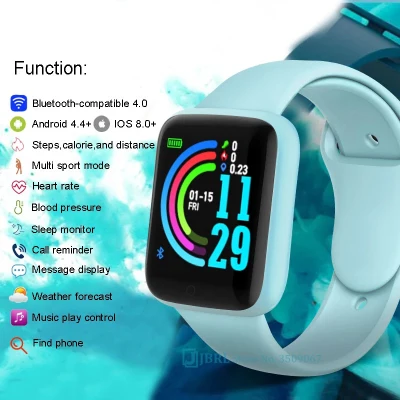 D20 Pro Smart Watch Y68 Bluetooth Fitness Tracker Sports Waterproof Watch Men Women Heart Rate Monitor Blood Pressure Smart Bracelet for Android IOS (3)
