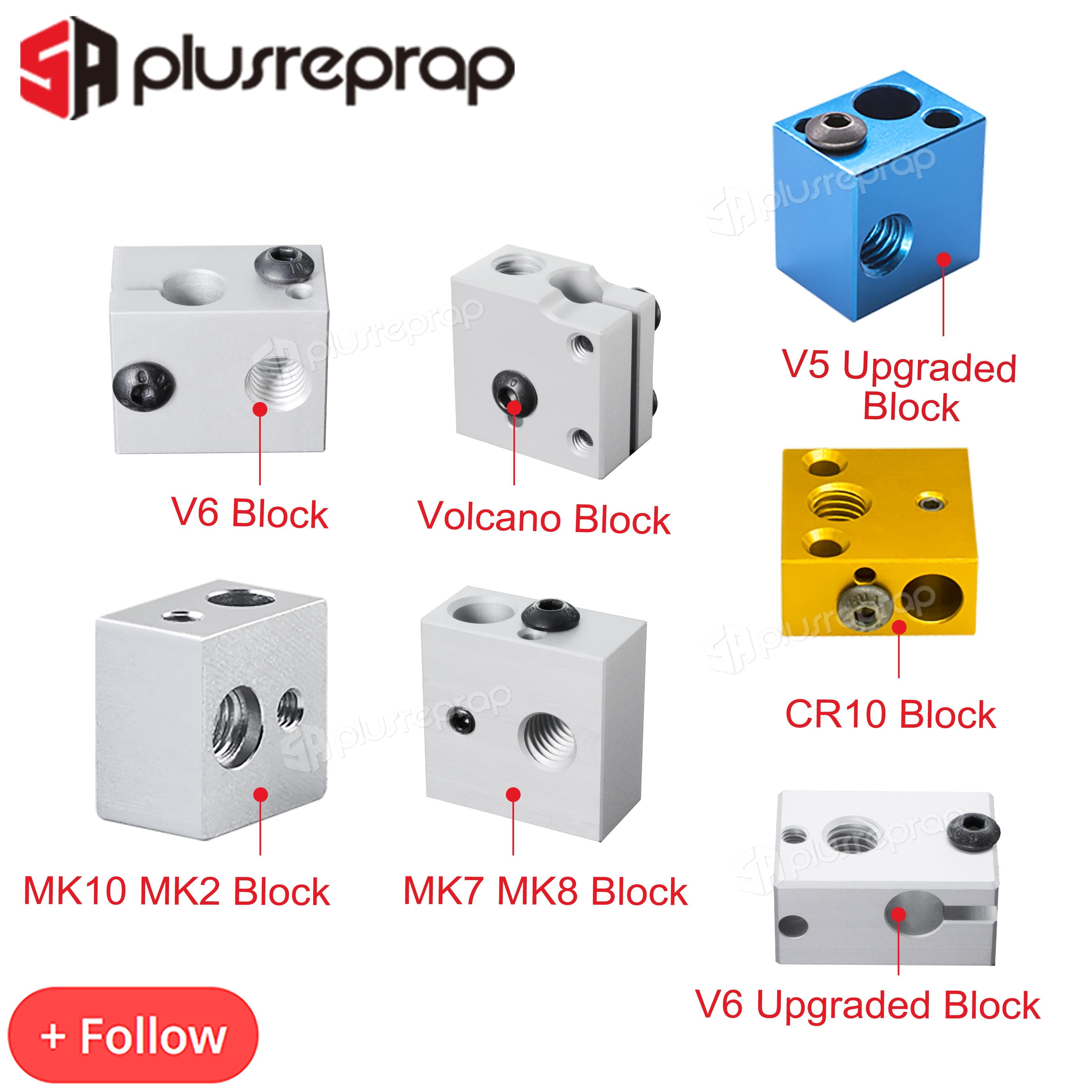 คุณภาพสูง3D เครื่องพิมพ์อุปกรณ์เสริมอุ่นบล็อก MK7 MK8 MK10 V5 V6 Volcano CR10สำหรับหัวพิมพ์ Extruder J-Head บล็อกอลูมิเนียม