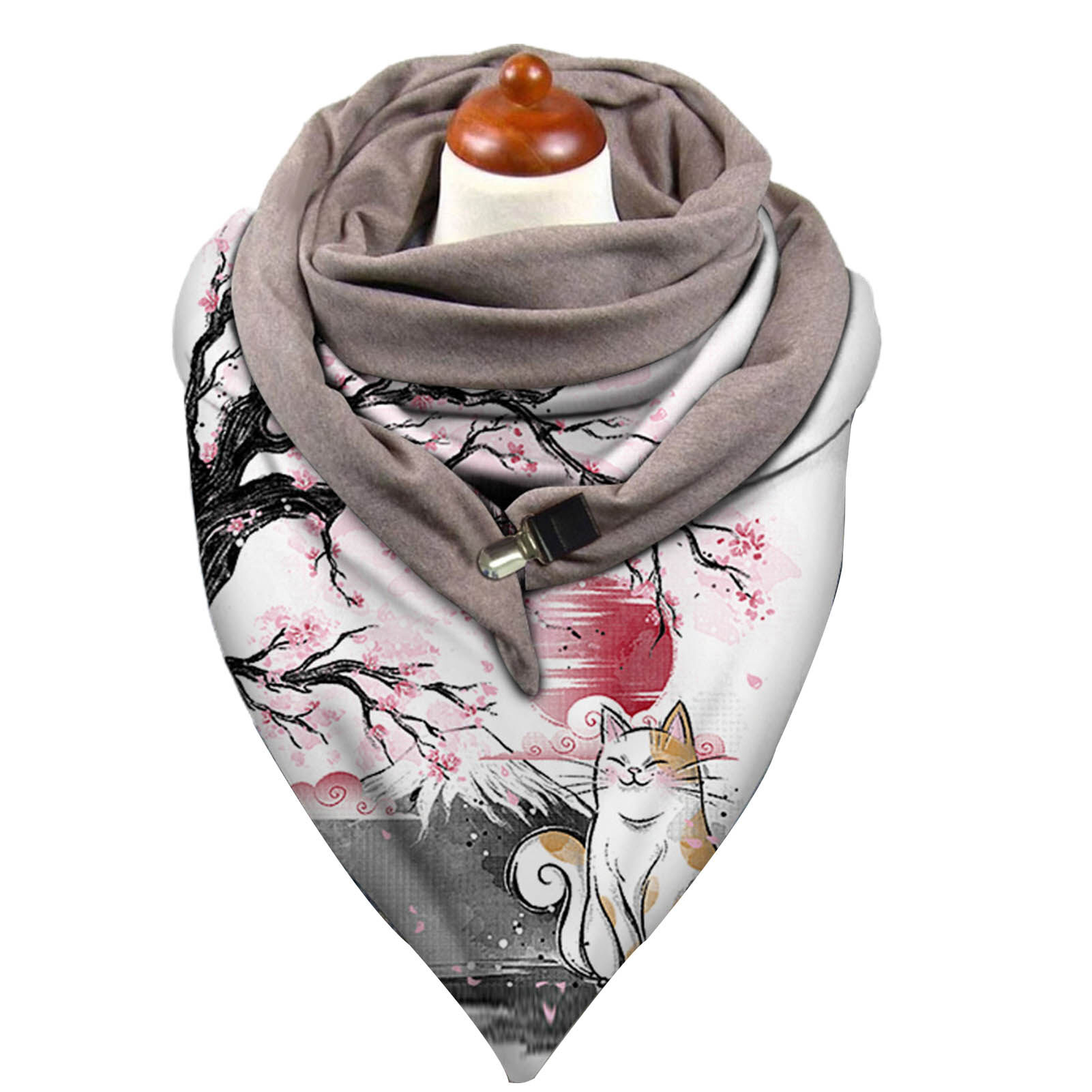 Warm Scarf Fashion Soft Polyester Fine Stitching Exquisite Cute Cats