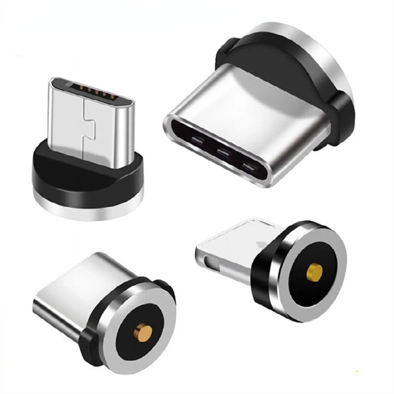 Đầu cắm cáp nam châm tròn đầu cắm 8 chân type c micro usb c đầu cắm sạc nam châm điện thoại sạc nhanh cho phone dây sạc 1m