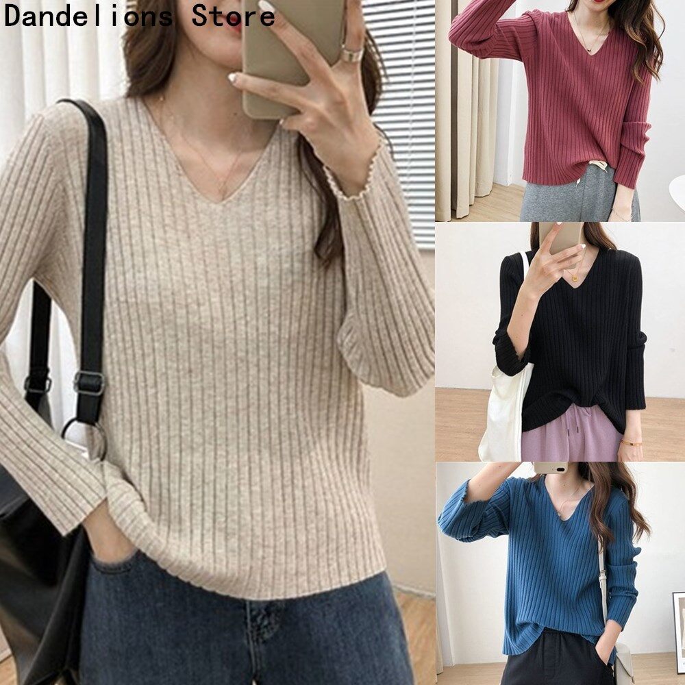 korean v neck sweater