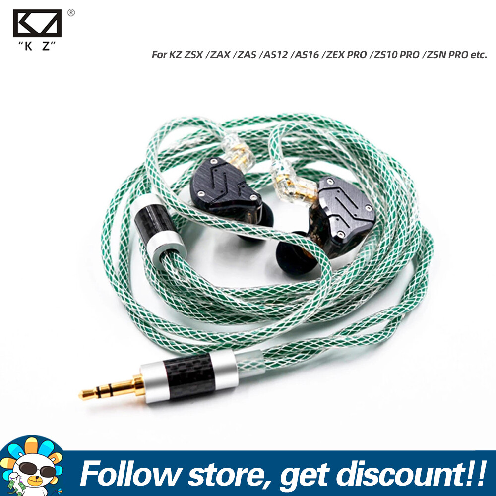 KZ Cáp Tai Nghe Nâng Cấp Màu Xanh Lá Trong Suốt Cáp Tai Nghe Mạ Bạc OFC 8 Lõi Lưới Bện Dây Tai Nghe Chuyên Nghiệp Phích Cắm Sợi Carbon Mạ Vàng 0.75Mm 2 Chân Cho KZ ZSX ZAX Zaas AS12 AS16 ZEX PRO ZS10 PRO ZSN chuyên Nghiệp