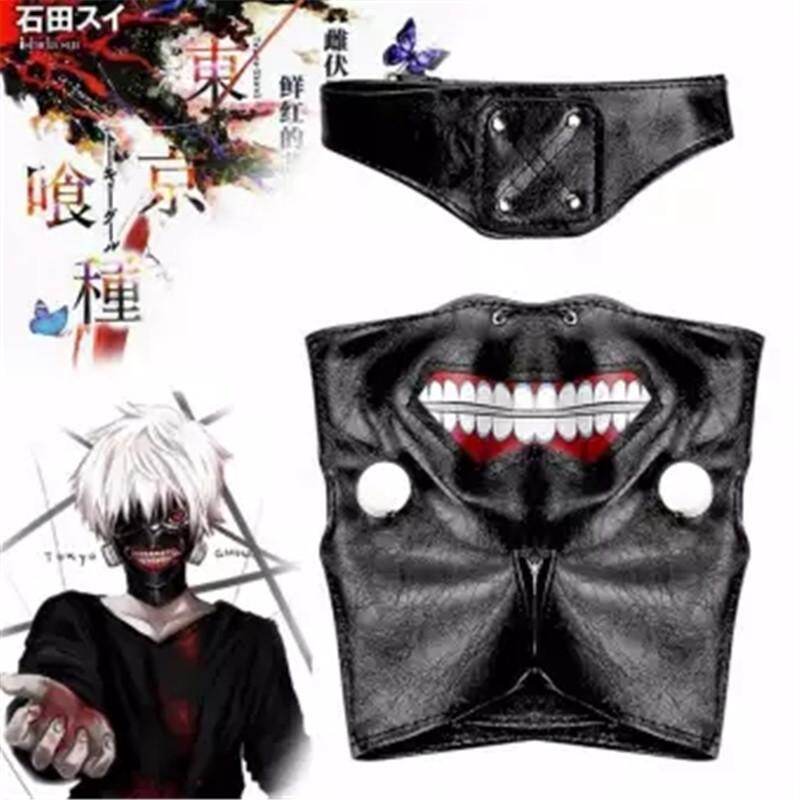 Qevdo tokyo ghoul kaneki ken cosplay mặt nạ halloween chống đỡ dây kéo mặt nạ