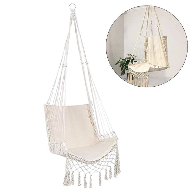 Võng ghế võng dây cotton treo đu macrame, ghế xoay dùng trong nhà và ngoài trời