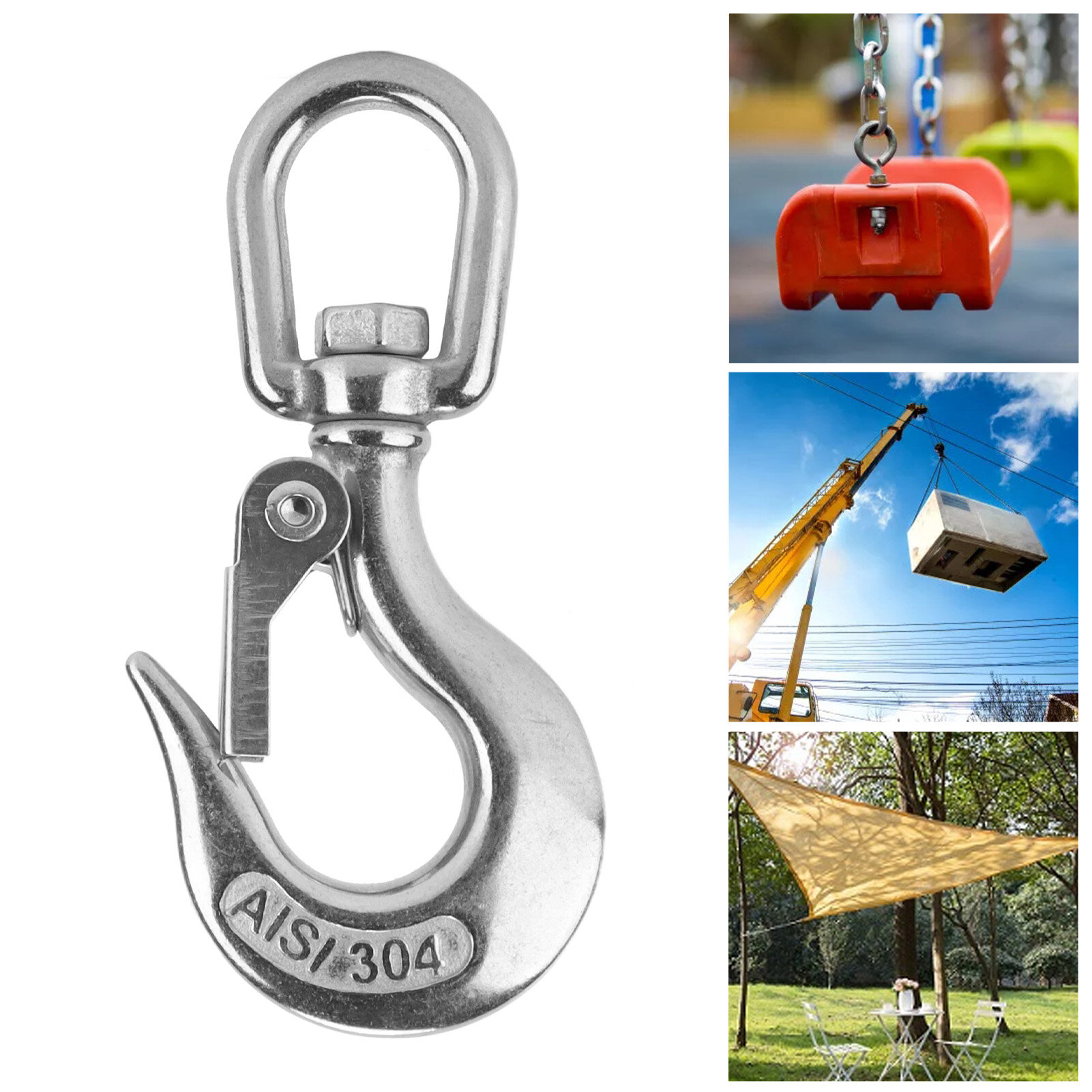Xoay mắt Nâng Móc thép không gỉ nâng Dụng cụ nối xích cho kỹ thuật cần cẩu
