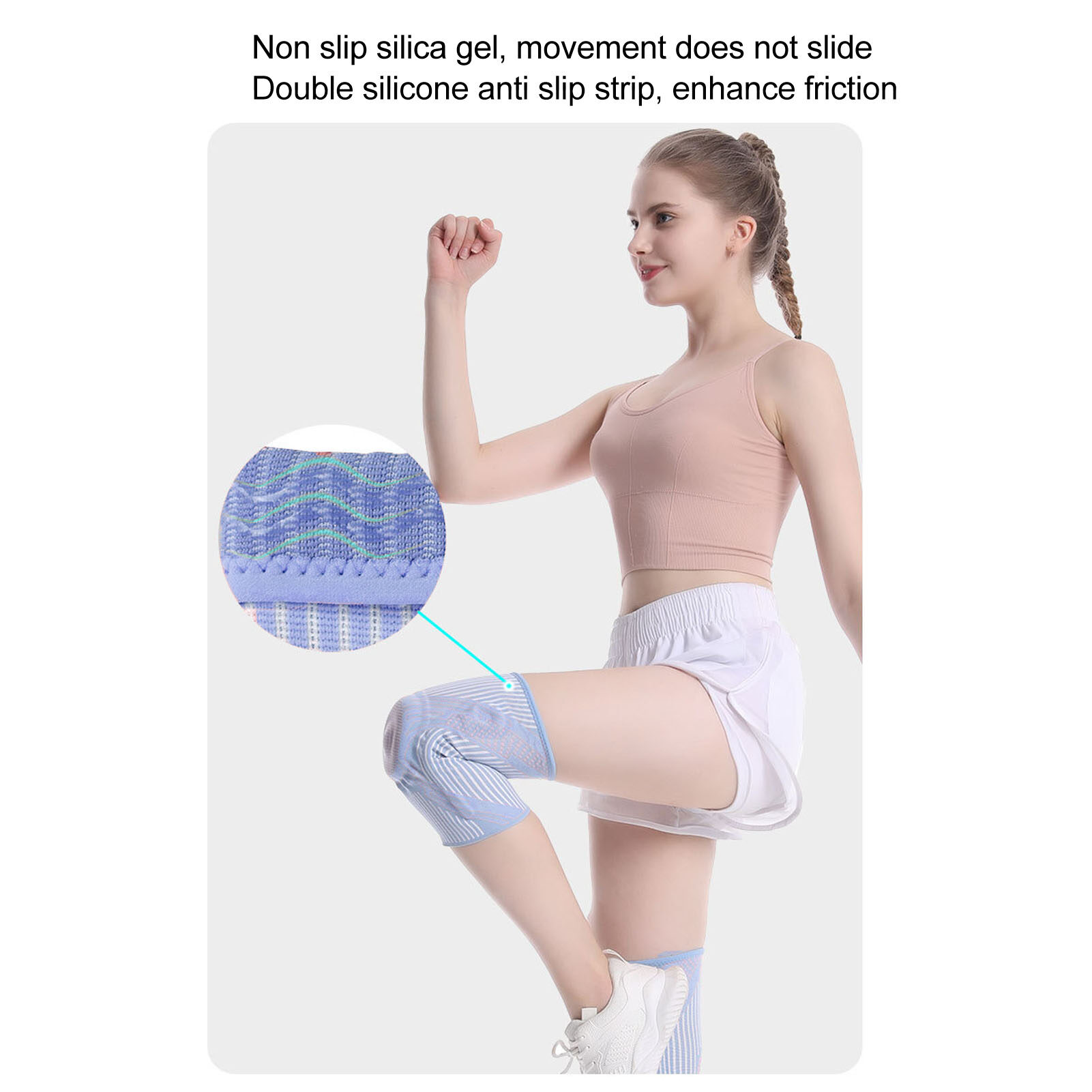 Thể thao Miếng đệm đầu gối tối màu xám tập thể dục bảo vệ đầu gối chống trượt cho chạy