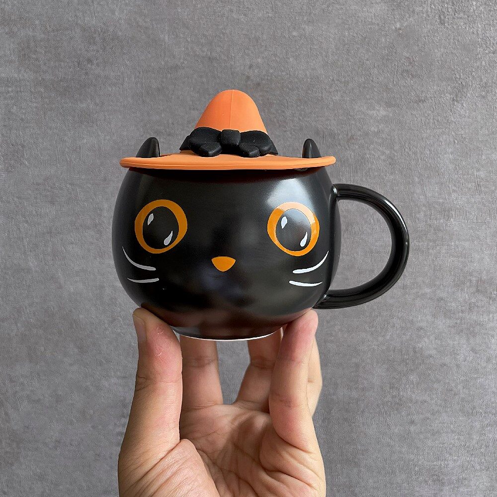 Starbuck cup phiên bản giới hạn cốc mèo bí ẩn dễ thương cốc nước cà phê bằng gốm nắp cốc bí ngô halloween