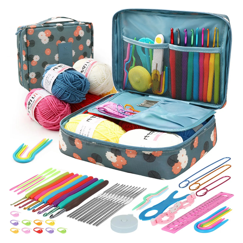 【In Stock】Crochet Kits for Beginners Adults Knitting Starter Kit for Adults Include 0.6-6.0 mm Metal Crochet Hooks Wool Case and Knitting Accessories Crochet Hook Set Kids Crochet Starter Kit UK