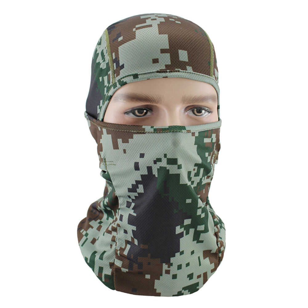 Balaclava ผ้าคลุมหน้าป้องกัน Full Face Hood หมวกลายทหารสำหรับรถจักรยานยนต์สกีเดินป่าตกปลากลางแจ้ง