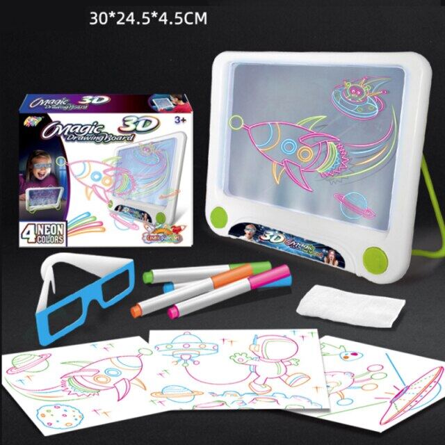 เด็กกระดานเขียนภาพวาด Erasable LED อัจฉริยะ3D กระดานวาดภาพ Boy และสาว Graffiti Creative กระดานวาดภาพ