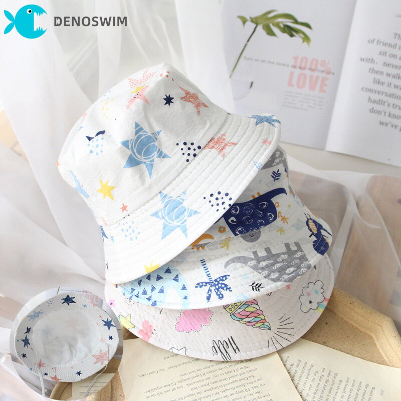  Denosim 1-3Y hoạt hình cho bé Mũ tai bèo cho nam nữ dễ thương ô tô khủng long Mũ ngư dân xuân hè ngoài trời Mũ che nắng chống UV 