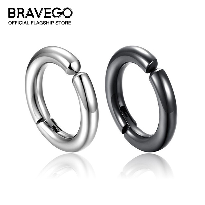 Bravego 1 Cặp Khuyên Tai Dạng Vòng Bằng Inox Người Đàn Ông Thời Trang Không Xỏ Lỗ Bông Tai Kẹp