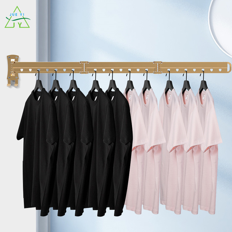 Ks giá treo quần áo dạng ống lồng gấp gọn bằng hợp kim nhôm thanh treo quần áo ban công gắn tường