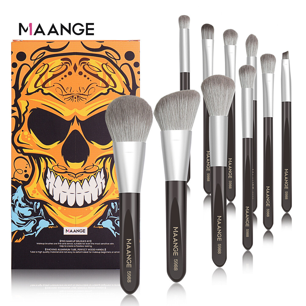 Maange 10 chiếc cọ trang điểm chuyên nghiệp cọ phấn má hồng lỏng dụng cụ trang điểm quà tặng halloween