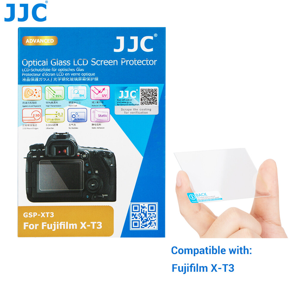 Kính cường lực chống xước JJC bảo vệ màn hình LCD cho máy ảnh Fuji Fujifilm X-T3, xt3, tấm chắn màn hình bằng kính cường lực không bong bóng, rõ nét HD