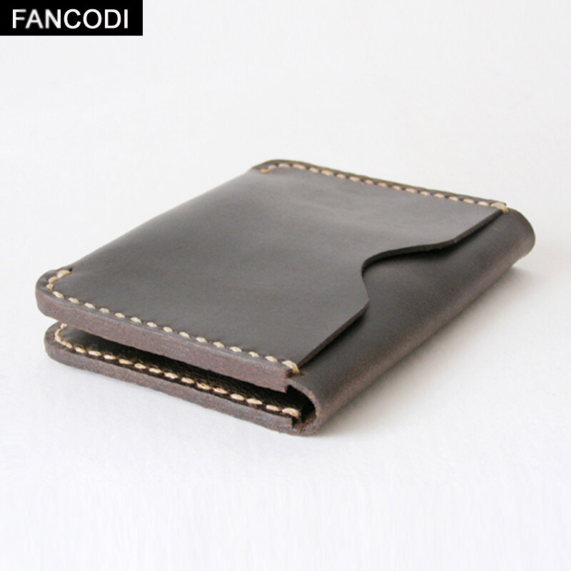 FANCODI Handmade Vintage Crazy horse Genuine Leather Card Holder credit