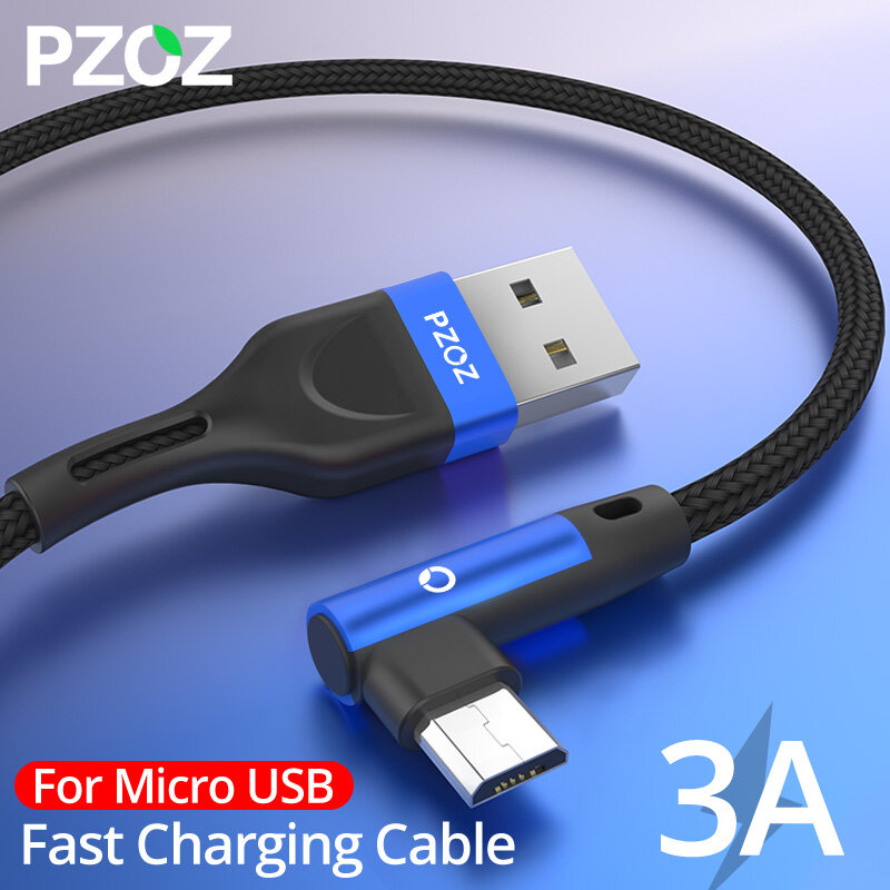 Pzoz cáp micro usb cáp micro usb sạc nhanh 90 độ cáp micro usb cho samsung xiaomi redmi cáp máy tính bảng usb micro oppo a53