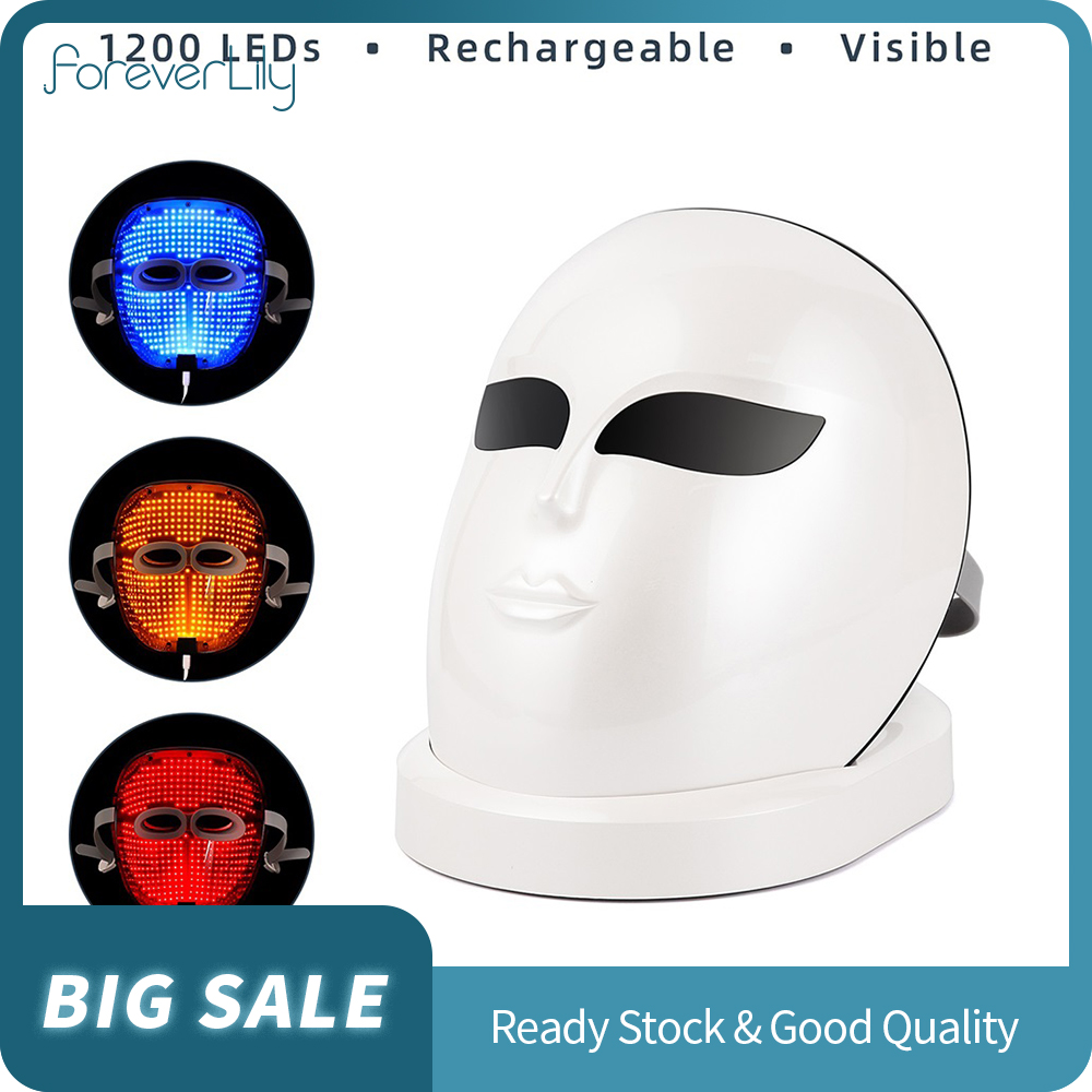 foreverlily Có Thể Sạc Lại Mặt Liệu Pháp Photon LED 1200 Đèn LED Mặt Nạ Nâng Mặt Ngừa Mụn Xóa Nếp Nhăn Massage Mặt Nạ Với Điều Khiển Từ Xa