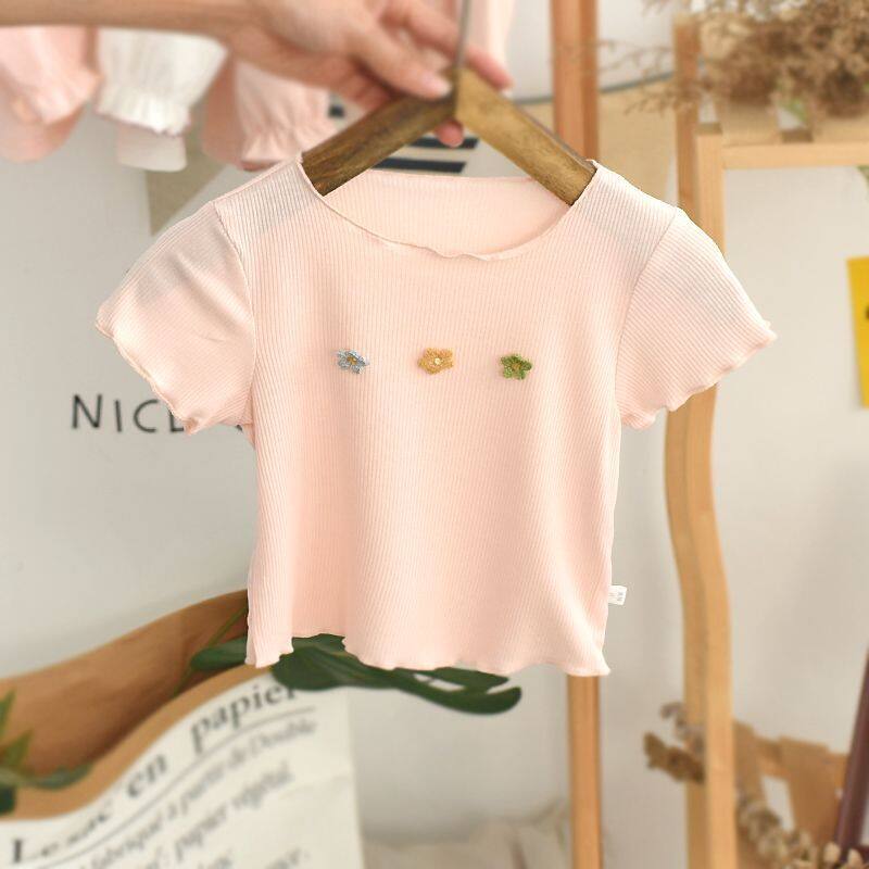 Girls' Short Sleeved Summer New Fashion Casual Bottom Shirt Loose Sweetheart Ice Silk T-shirt Children's Temperament Top - 3