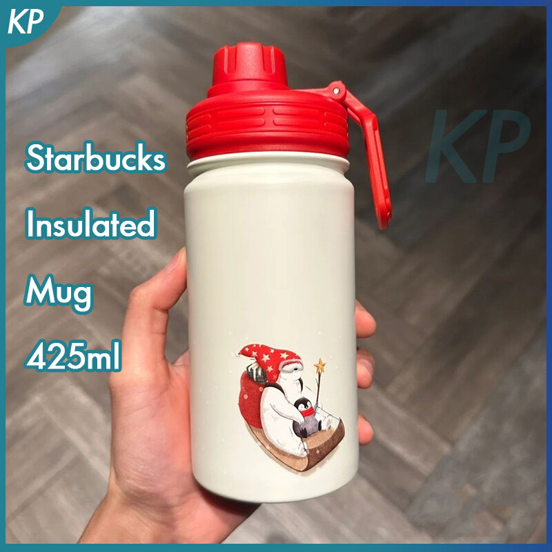 Starbuck Cốc cách nhiệt 425ml Gấu bắc cực chim cánh cụt Cốc cách Nhiệt Cốc Cafe sữa phích sáng tạo thép không gỉ Hộp quà tặng
