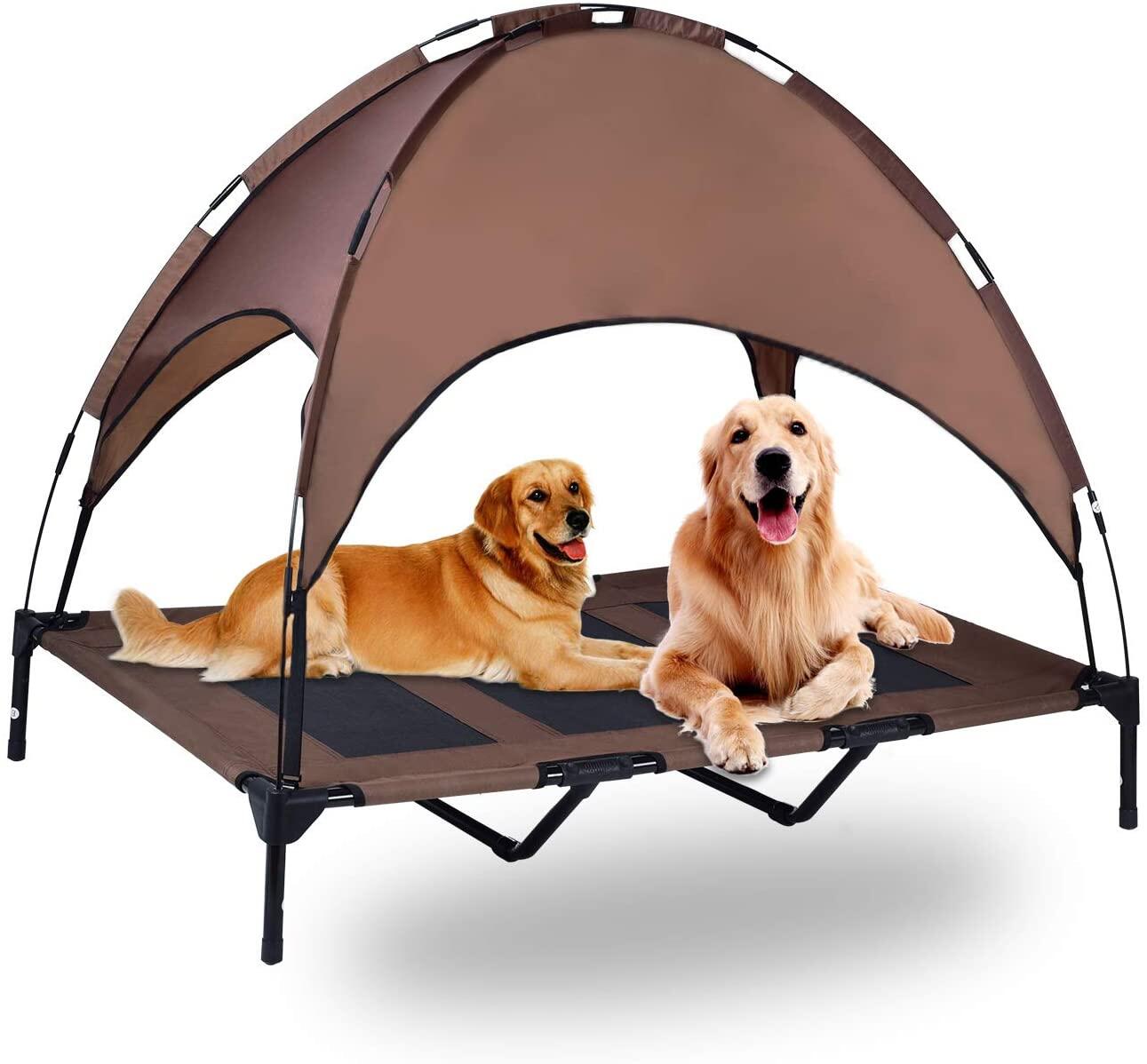 outdoor dog bed with shade canopy