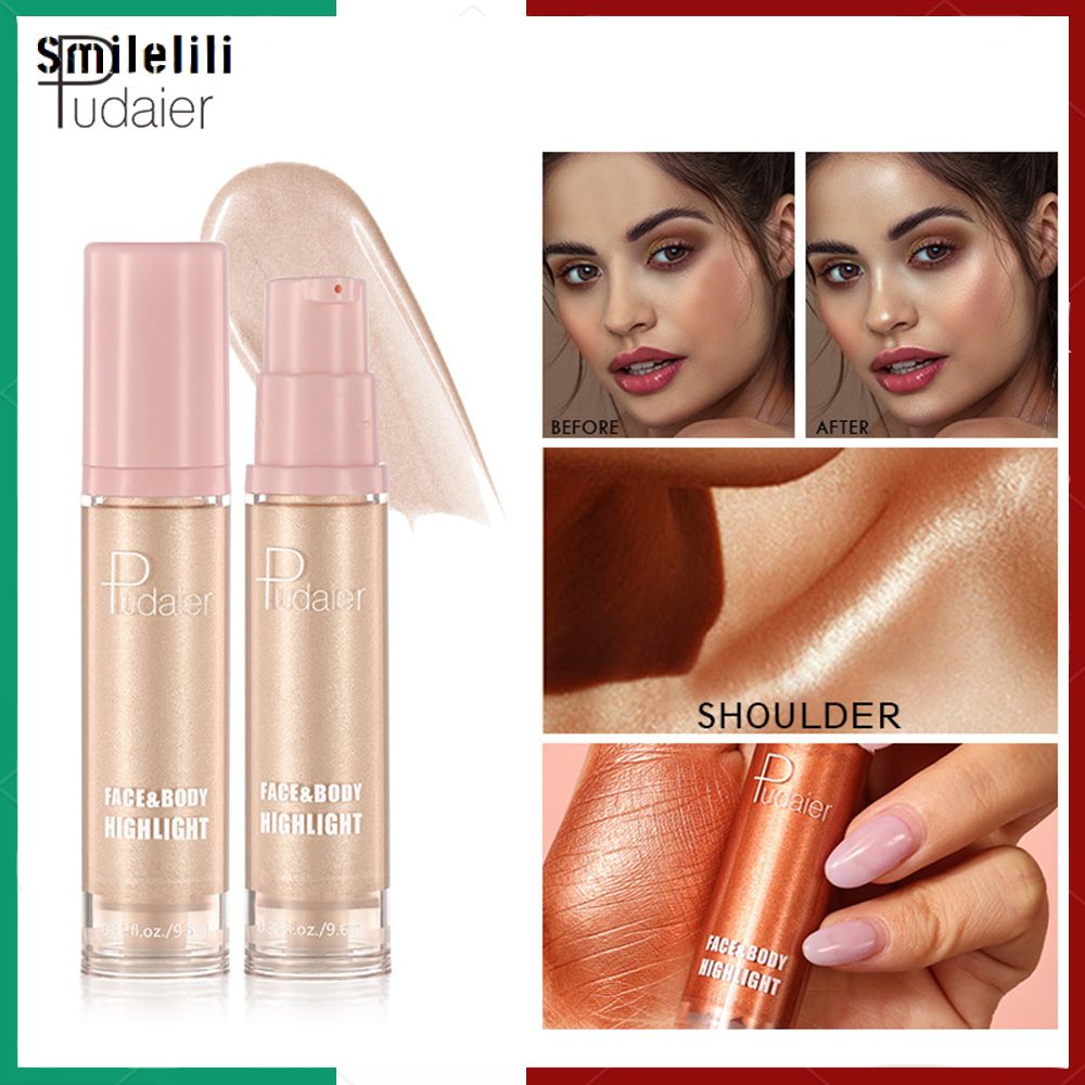 Pudaier Phấn bắt sáng lỏng Kem Highlighter 8 màu cho mặt cơ thể