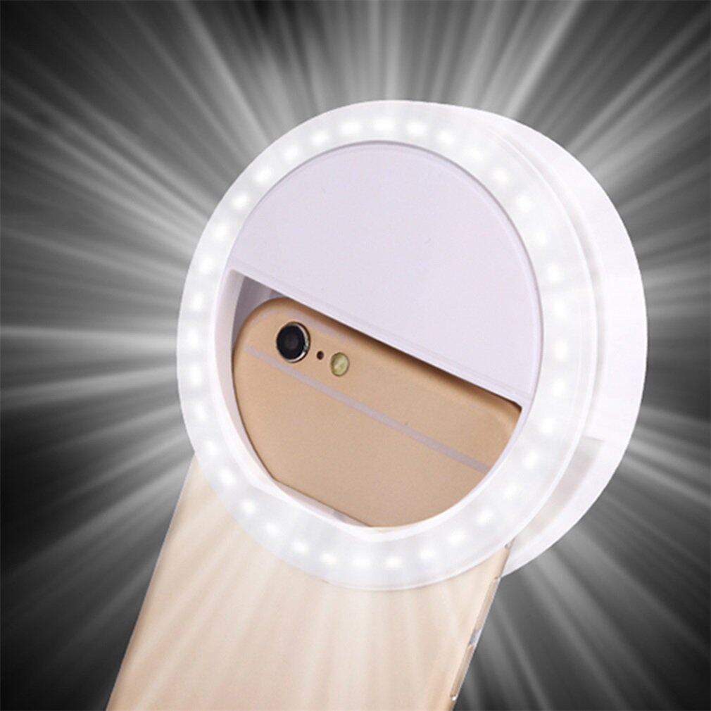 Selfie Ring Light LED Rechargeable Brightness Adjustable Ring Clip Light
