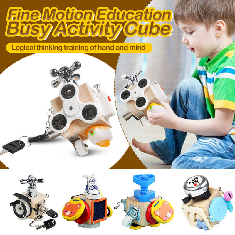 Trẻ em bận rộn cube đồ chơi bảng bận rộn, đồ chơi du lịch cho bé, đồ chơi giáo dục cho trẻ tập đi bé học kỹ năng sống động bảng bận rộn